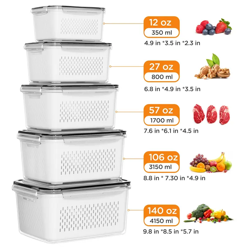Kitchly Fridge 5pc Stack Storage